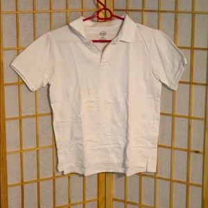 White polo style button down shirt
